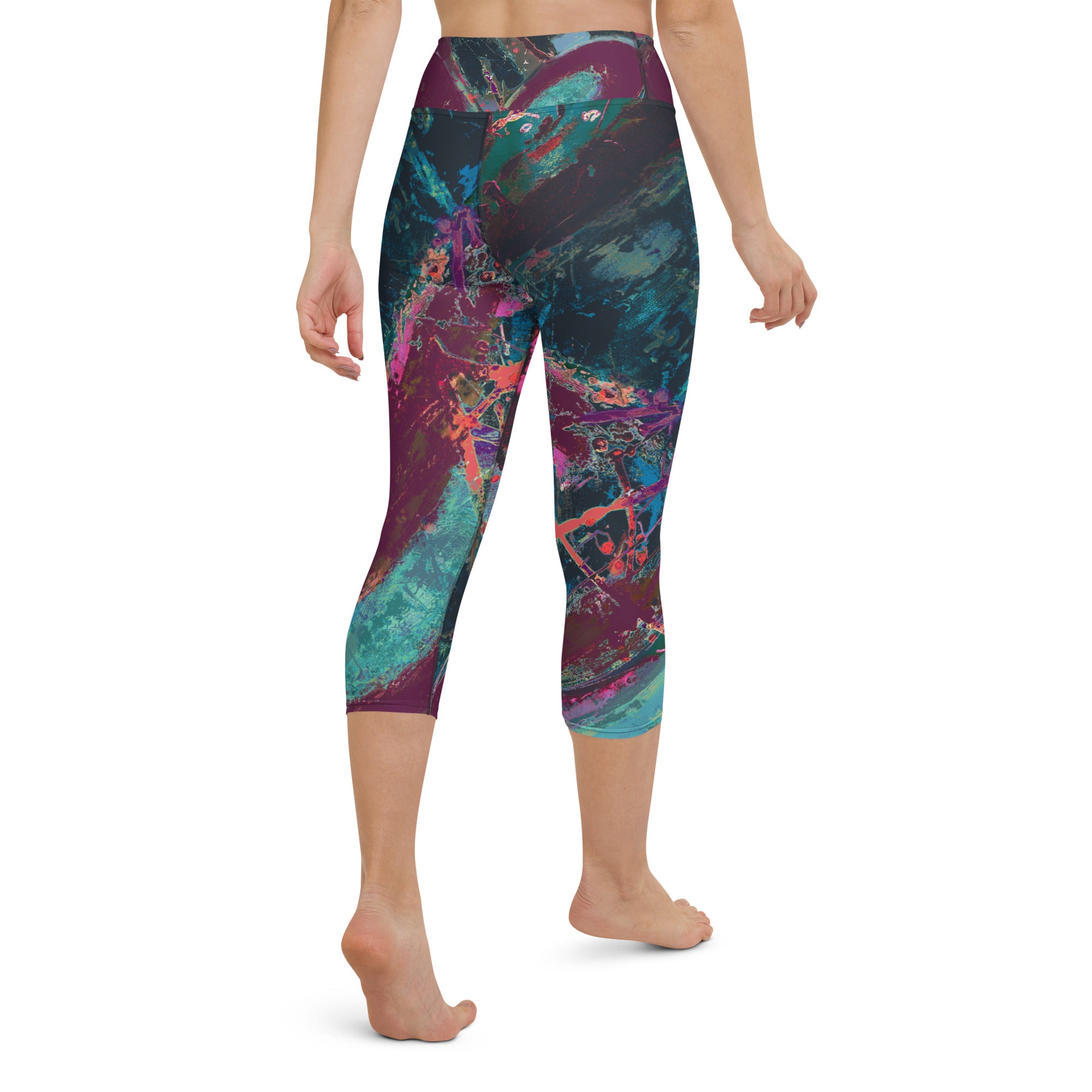 Courageous Heart Black & Crimson | Women's Fine Art High-Waist Capris