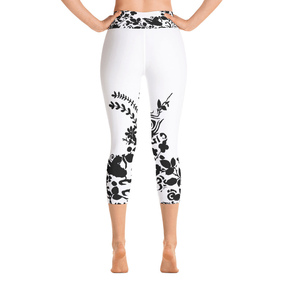 Flowers Silhouette | Women's Fine Art High-Waist Capris