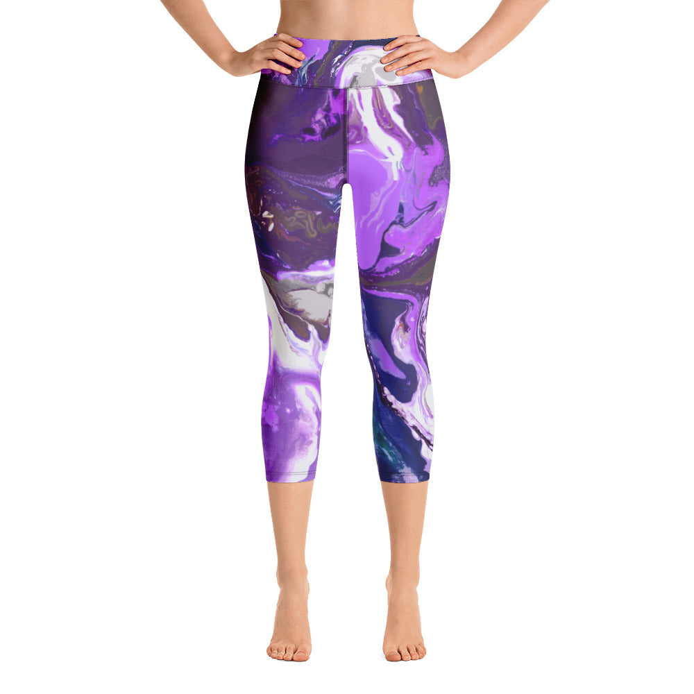 Fluid Purple | Women's Fine Art High-Waist Capris