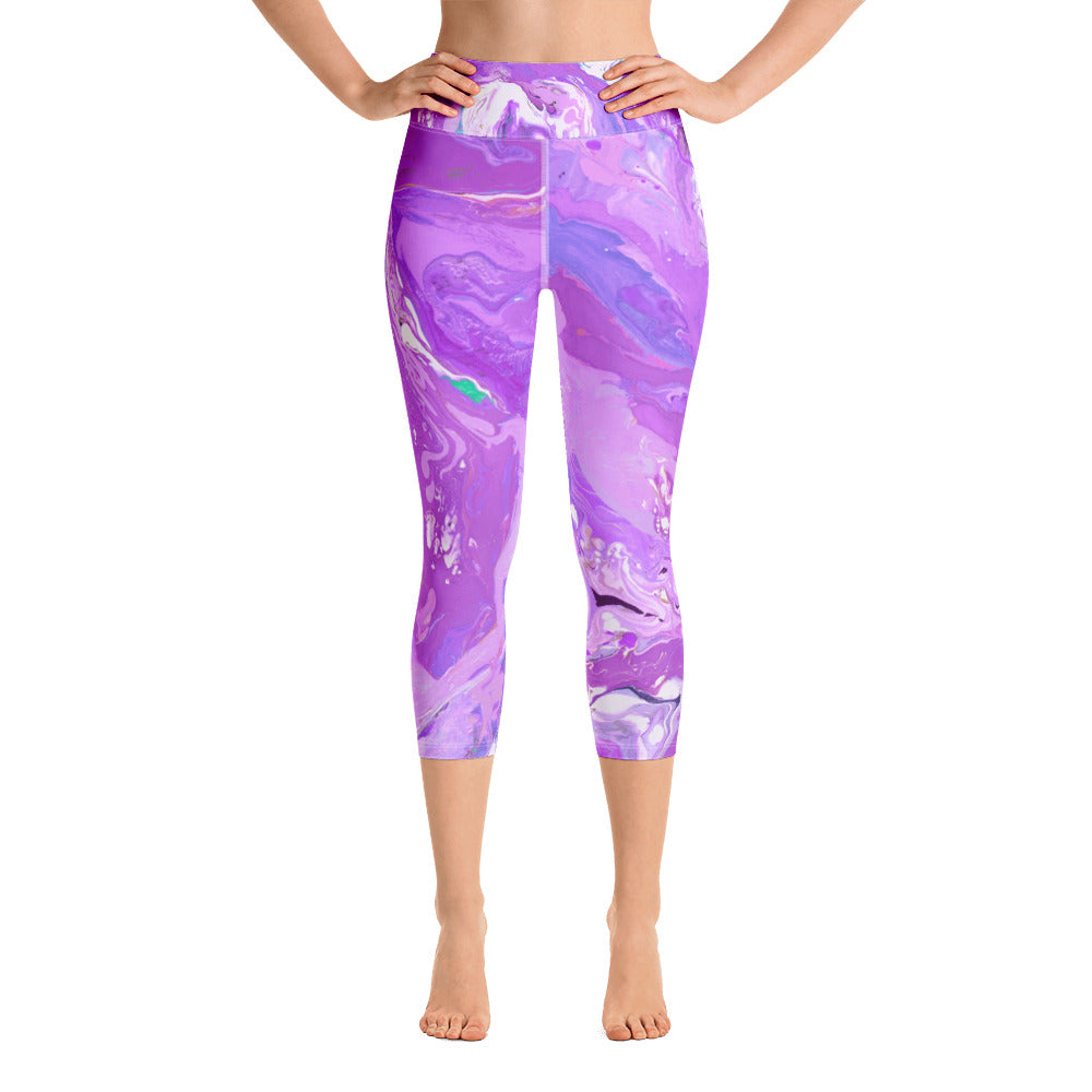 Fluid Purple | Women's Fine Art High-Waist Capris