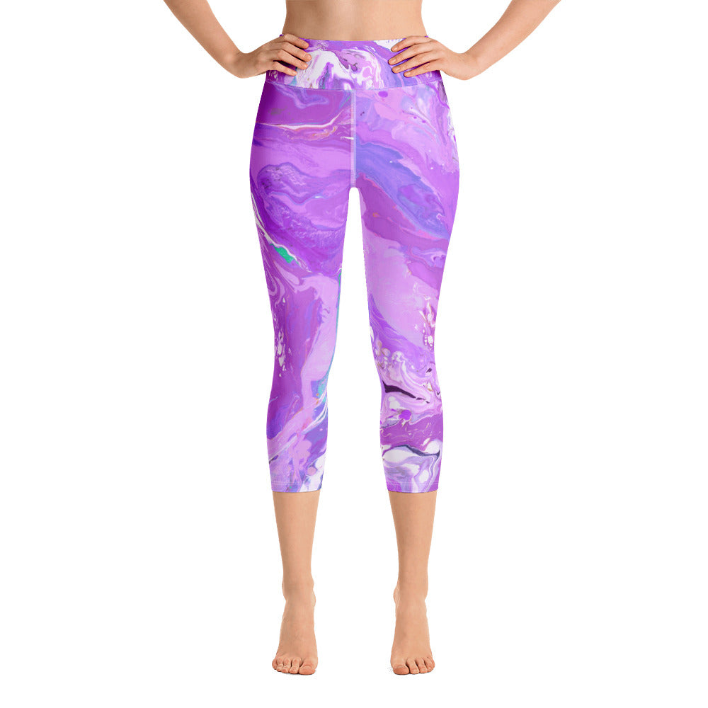 Fluid Purple | Women's Fine Art High-Waist Capris
