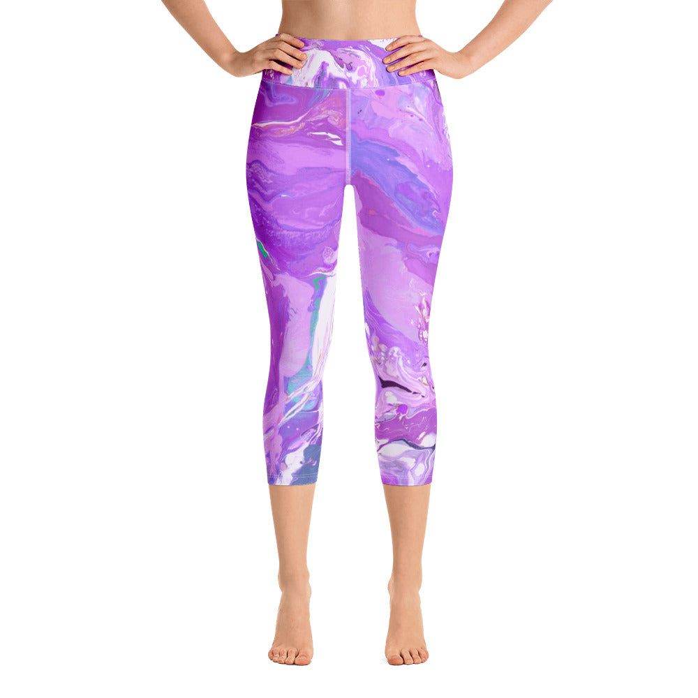 Fluid Purple | Women's Fine Art High-Waist Capris
