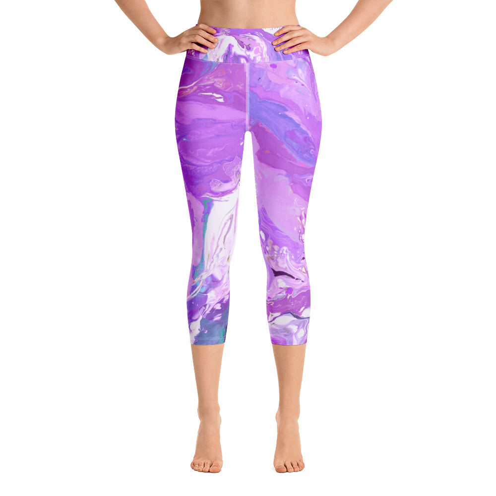 Fluid Purple | Women's Fine Art High-Waist Capris