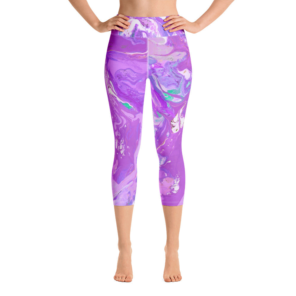 Fluid Purple | Women's Fine Art High-Waist Capris