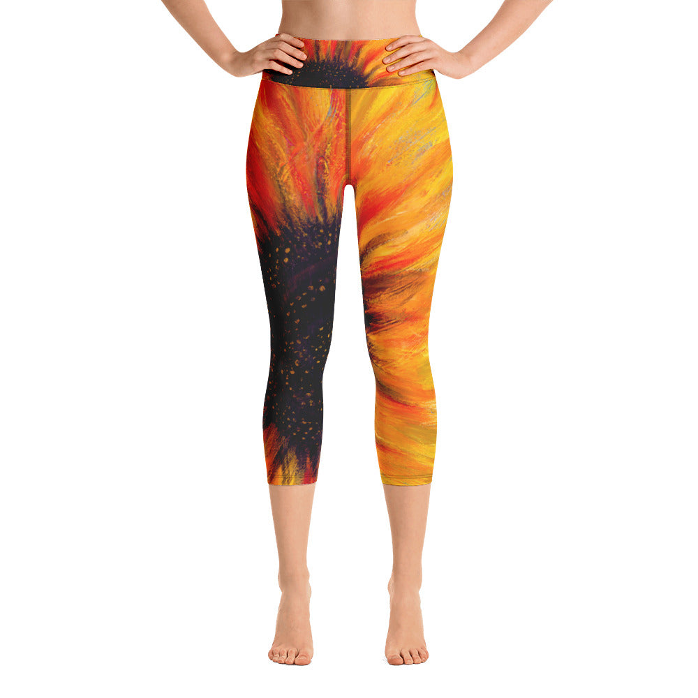 Big Sunflower | Women's Fine Art High-Waist Capris