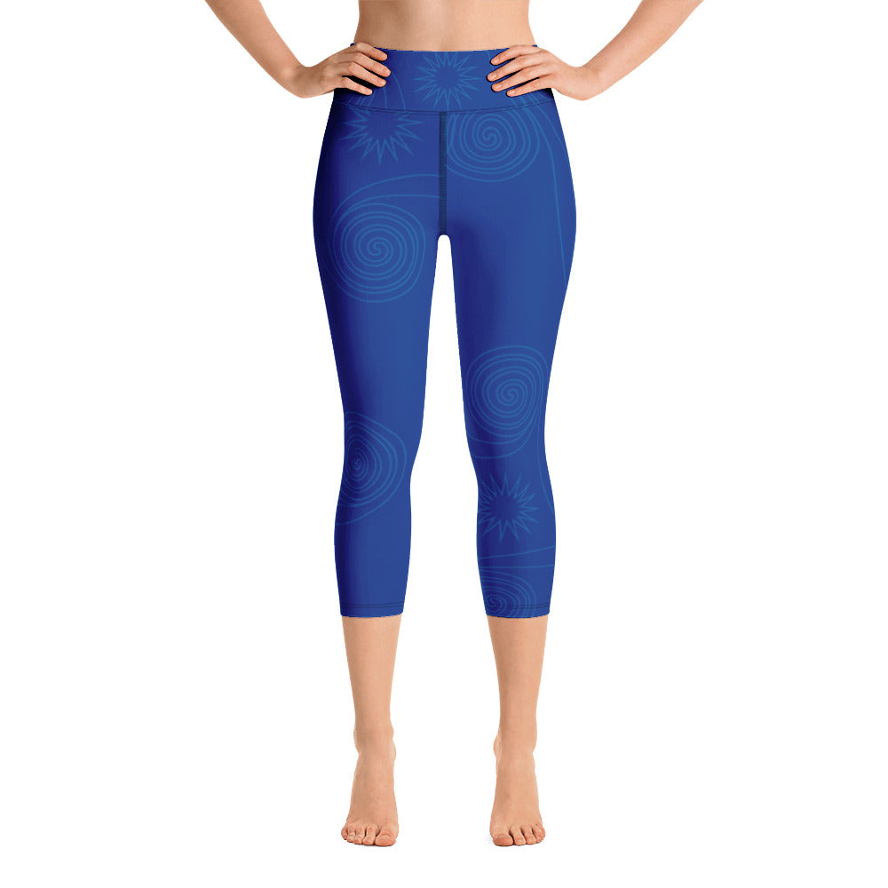 New College Blue with Blue Four Winds | Women's Fine Art High-Waist Capris