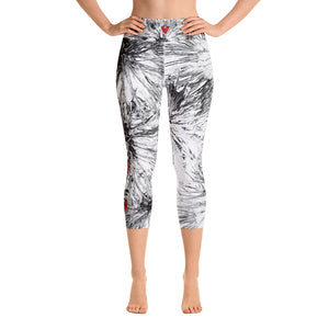 Black & White Splatter | Women's Fine Art High-Waist Capris