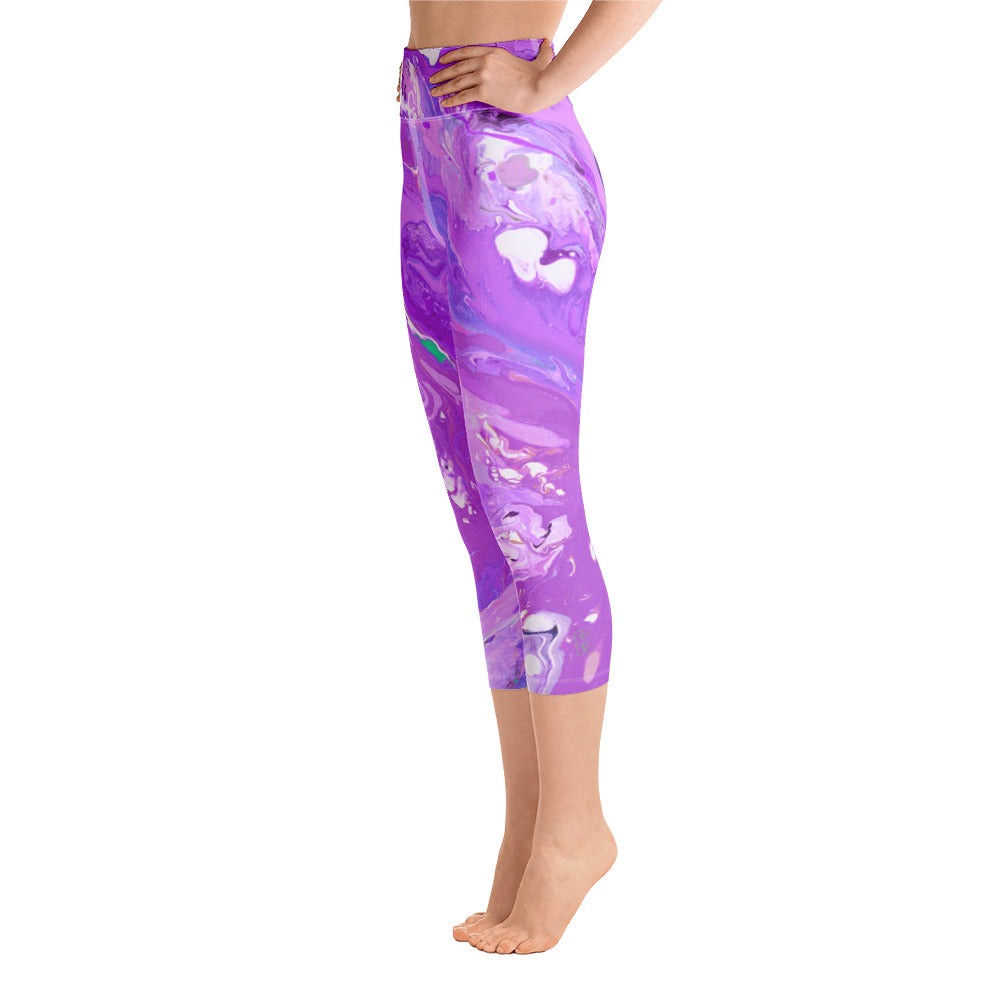 Fluid Purple | Women's Fine Art High-Waist Capris