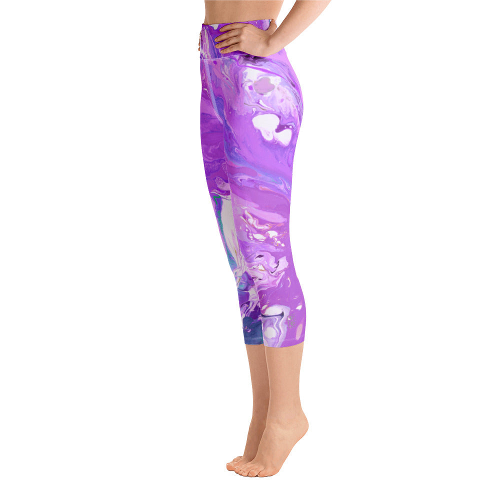 Fluid Purple | Women's Fine Art High-Waist Capris