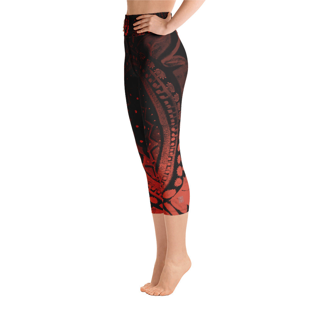 Mandala Rust | Women's Fine Art High-Waist Capris