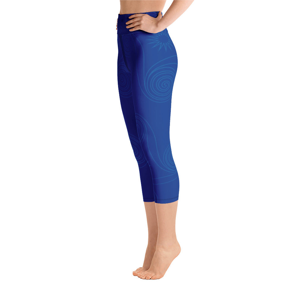 New College Blue with Blue Four Winds | Women's Fine Art High-Waist Capris