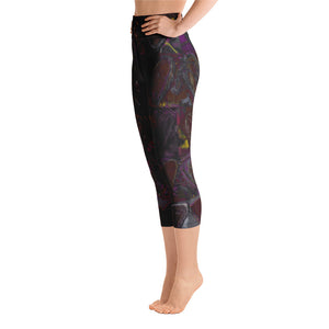 Hearts Without Borders Red and Dark Purple | Women's Fine Art High-Waist Capris