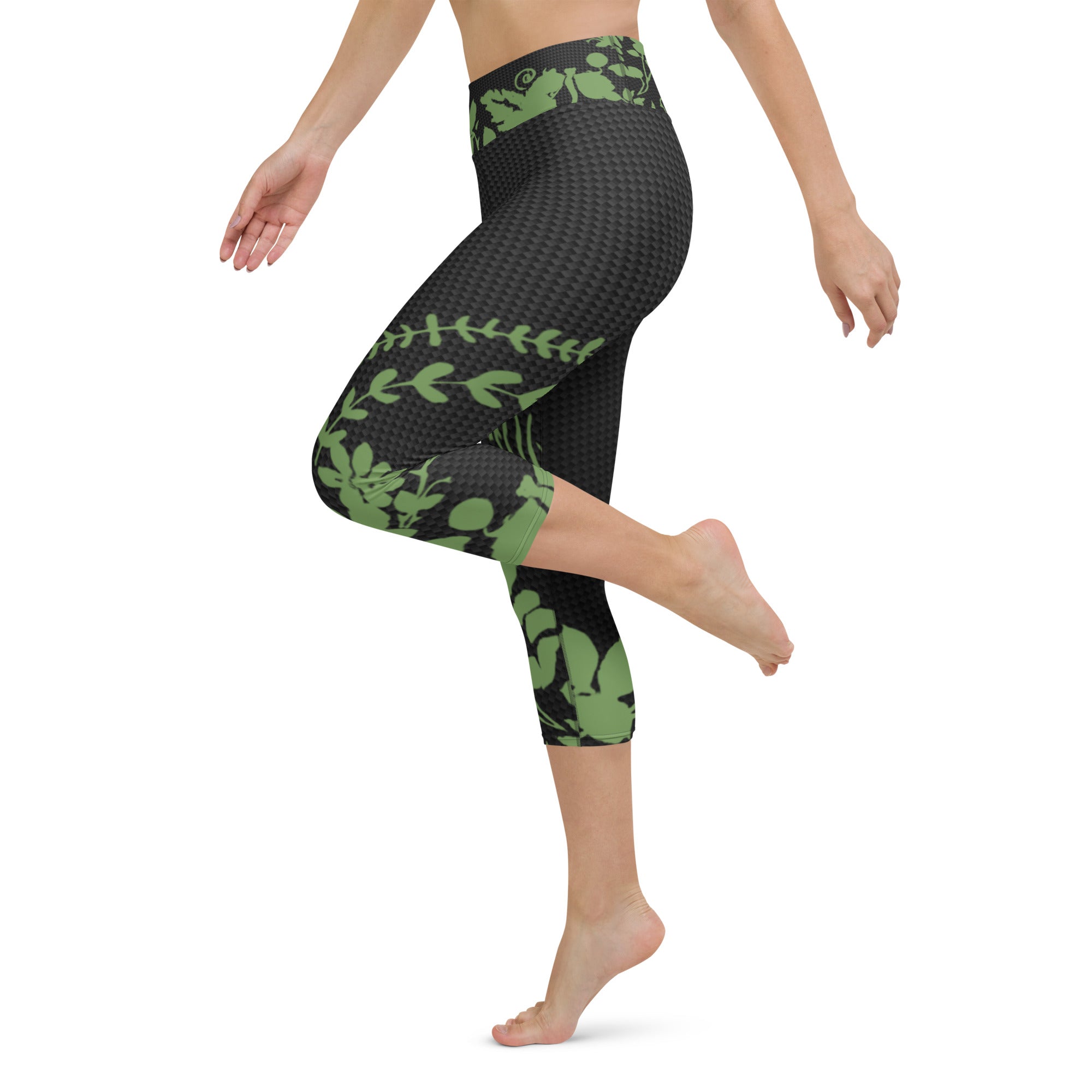 Flowers Silhouette | Women's Fine Art High-Waist Capris
