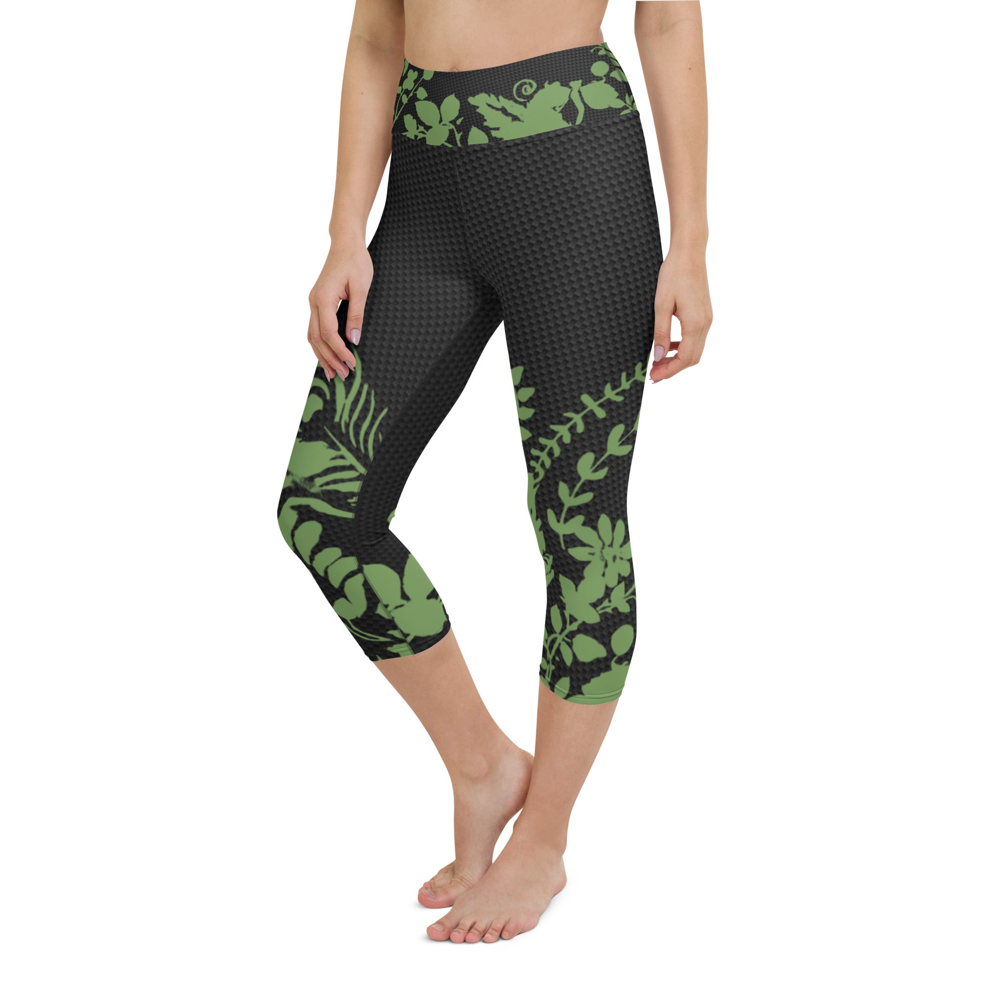 Flowers Silhouette | Women's Fine Art High-Waist Capris
