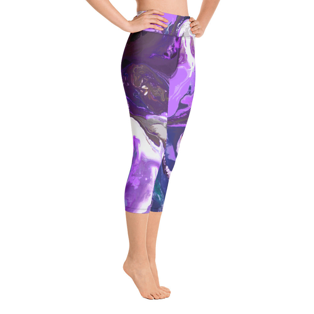Fluid Purple | Women's Fine Art High-Waist Capris