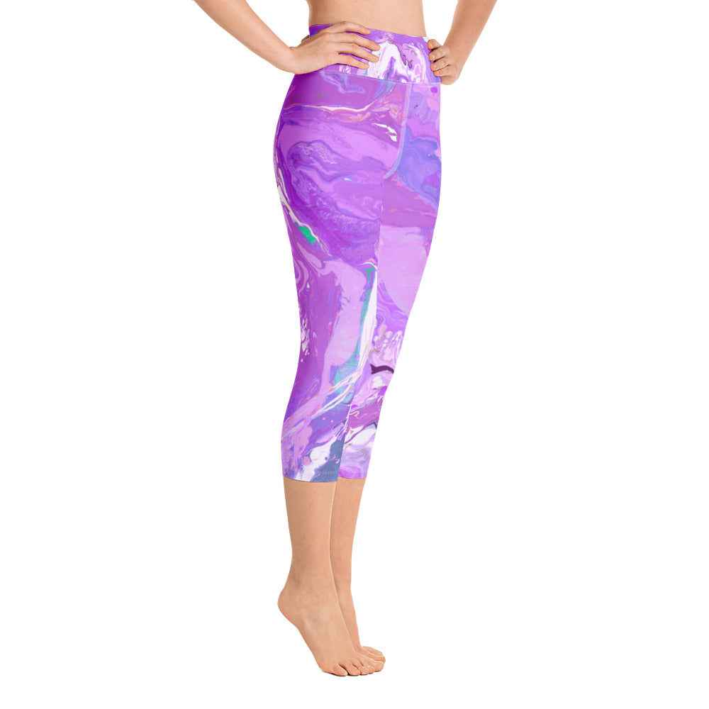 Fluid Purple | Women's Fine Art High-Waist Capris