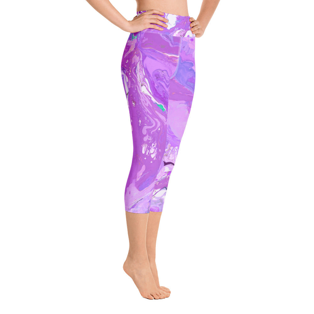 Fluid Purple | Women's Fine Art High-Waist Capris