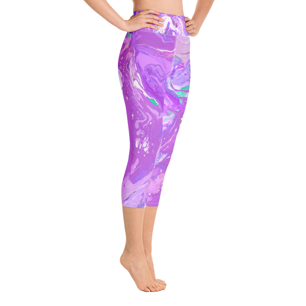 Fluid Purple | Women's Fine Art High-Waist Capris