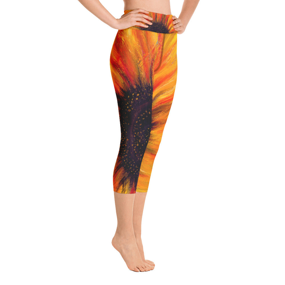Big Sunflower | Women's Fine Art High-Waist Capris