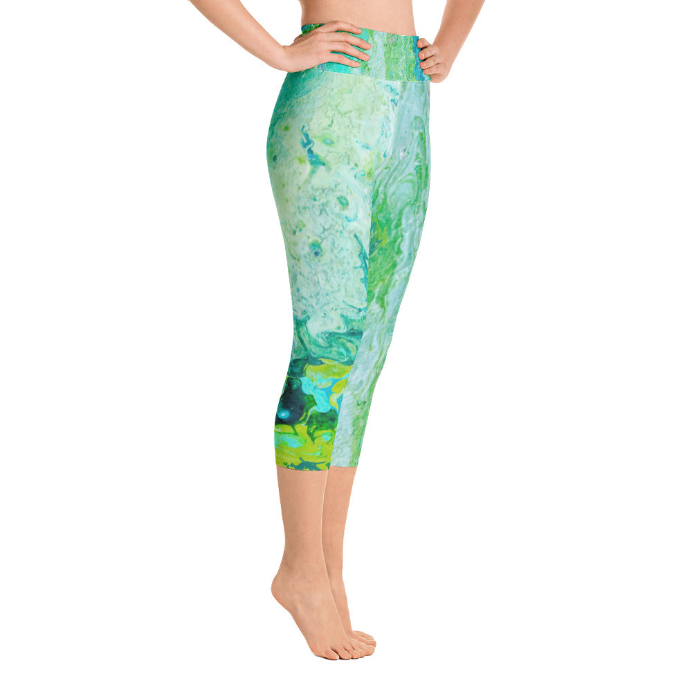 Fluid Greens - Spring Edition | Women's Fine Art High-Waist Capris