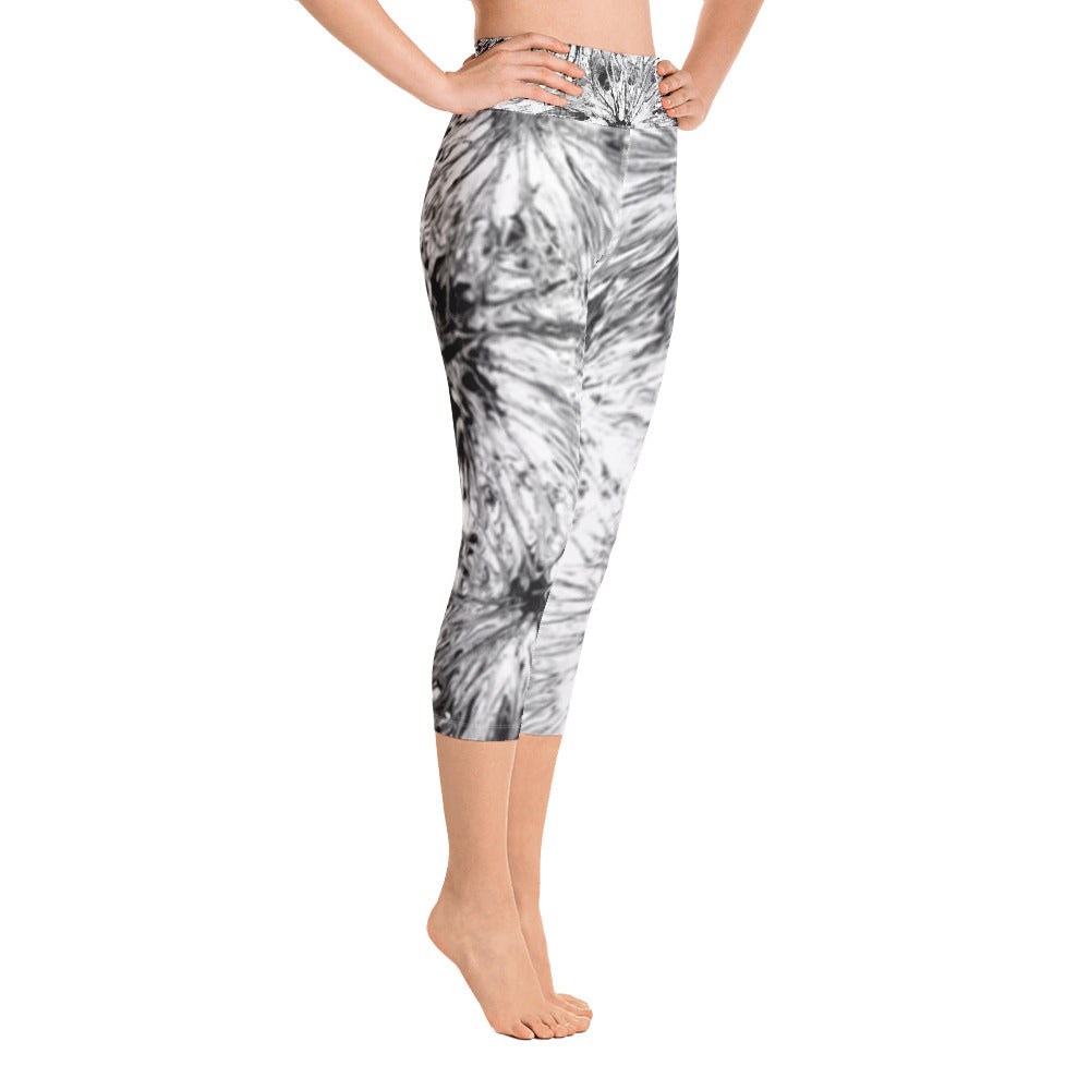 Black & White Splatter | Women's Fine Art High-Waist Capris