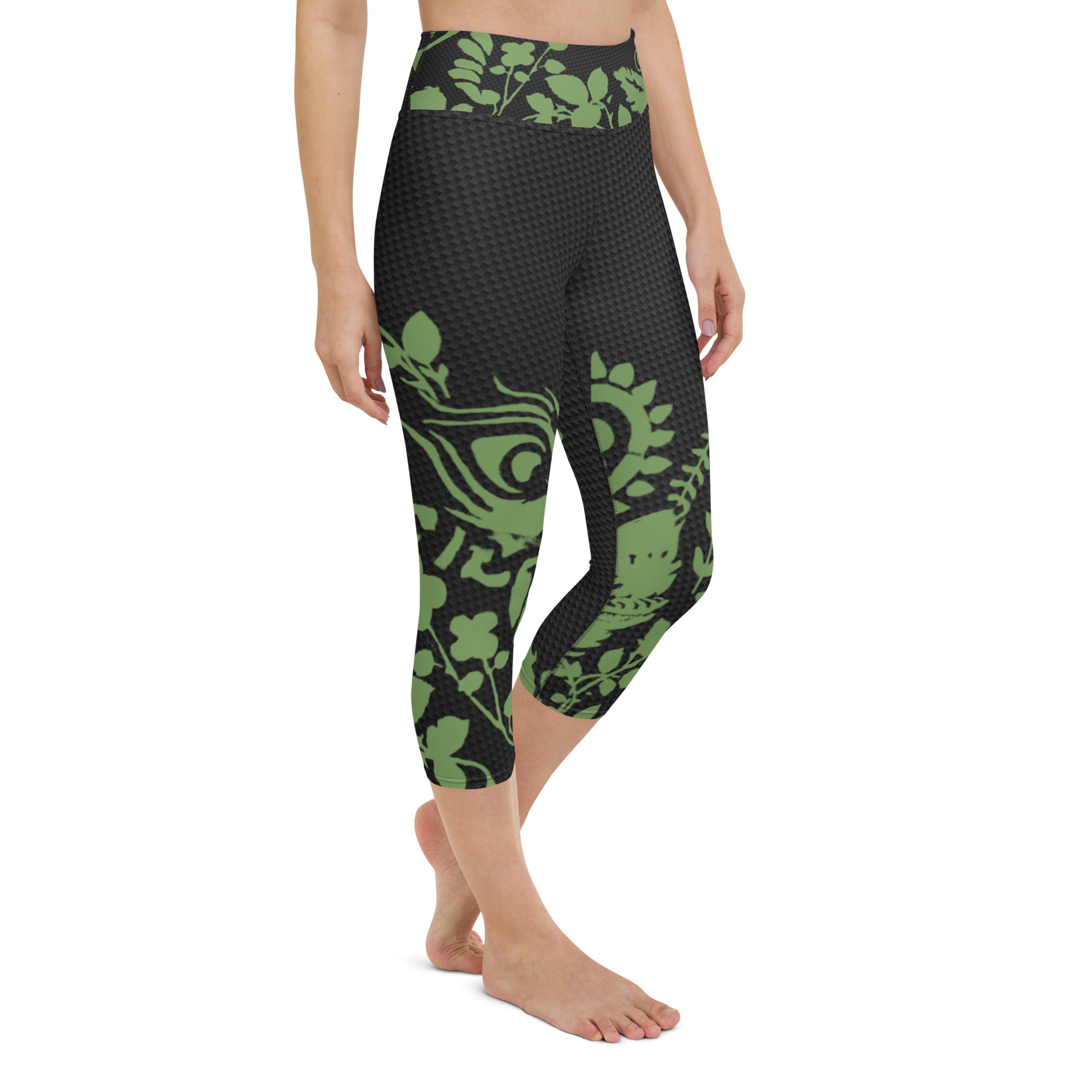 Flowers Silhouette | Women's Fine Art High-Waist Capris