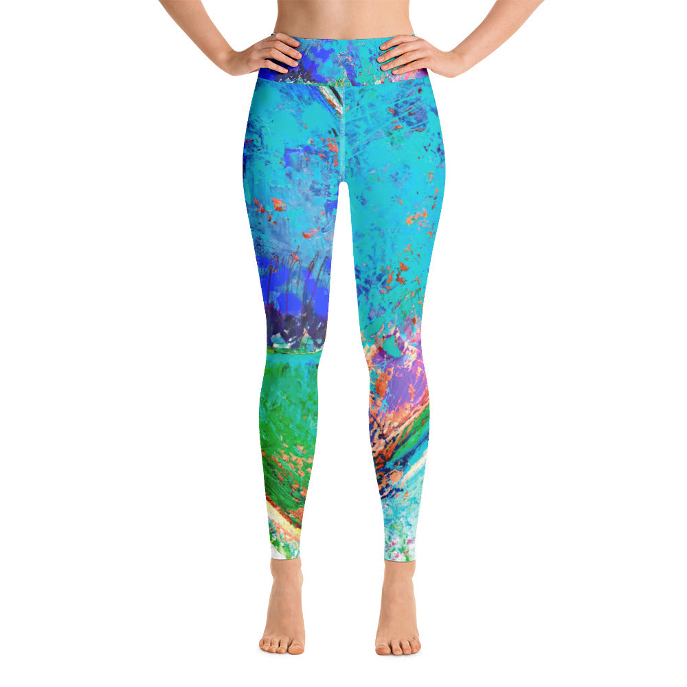 Coral Hearts | Women's Fine Art High-Waist Leggings