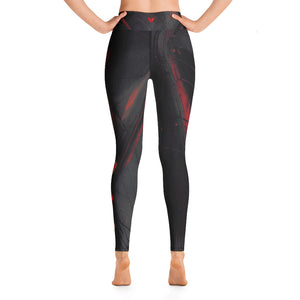 Heart of Color Black with Red Hearts | Women's Fine Art High-Waist Leggings