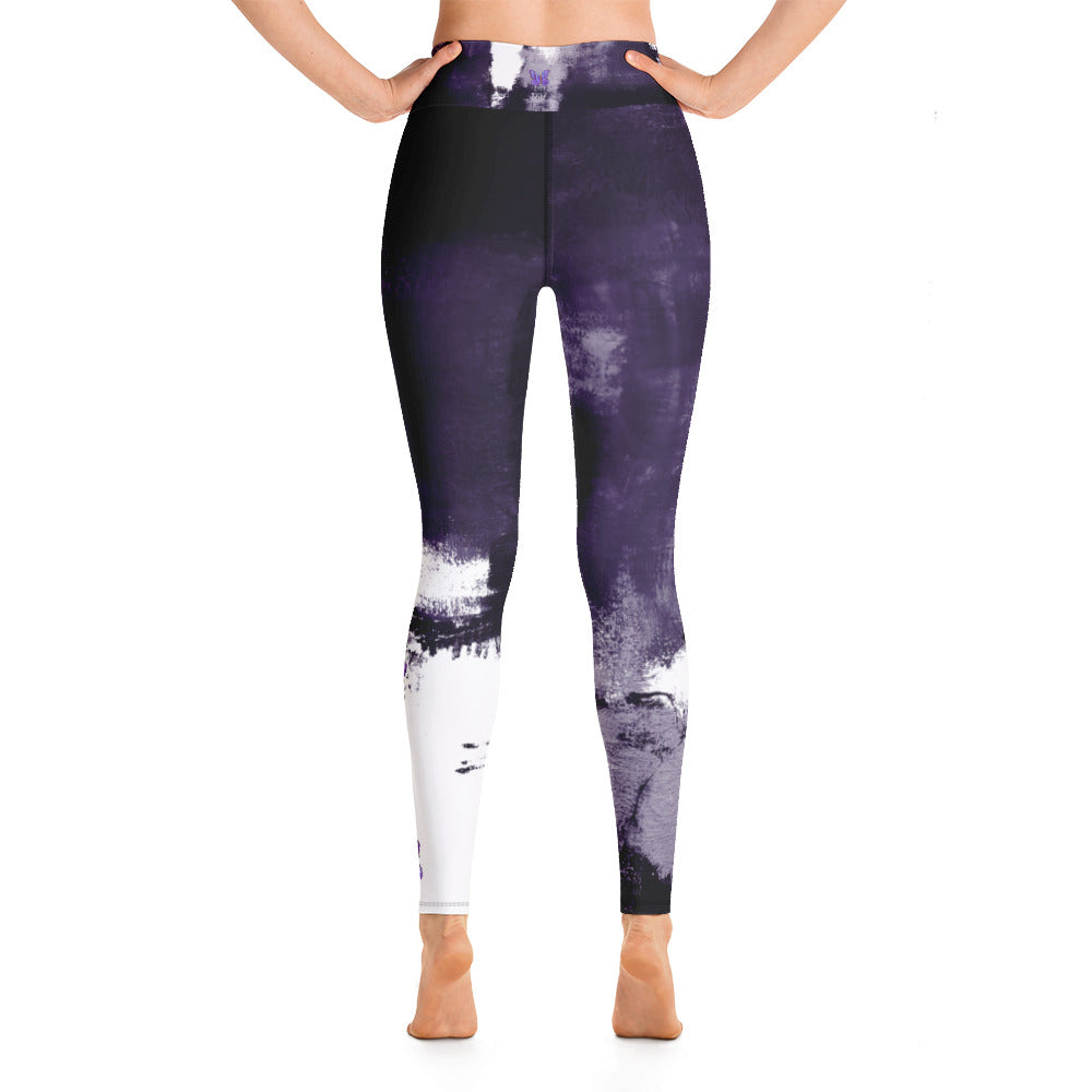 Abstract Woman Purple with Purple Butterflies | Women's Fine Art High-Waist Leggings