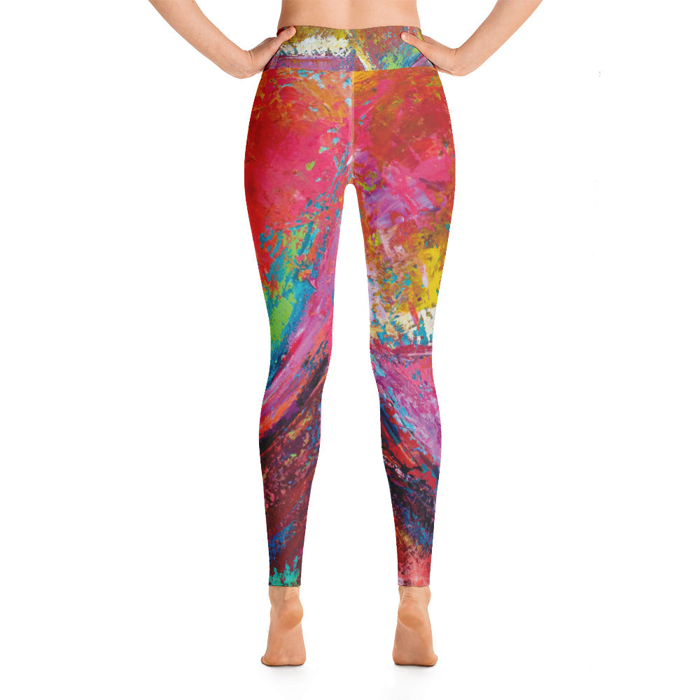Coral Hearts | Women's Fine Art High-Waist Leggings