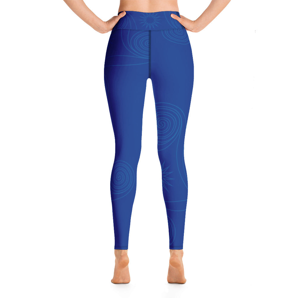 New College Blue with Blue Four Winds | Women's Fine Art High-Waist Leggings