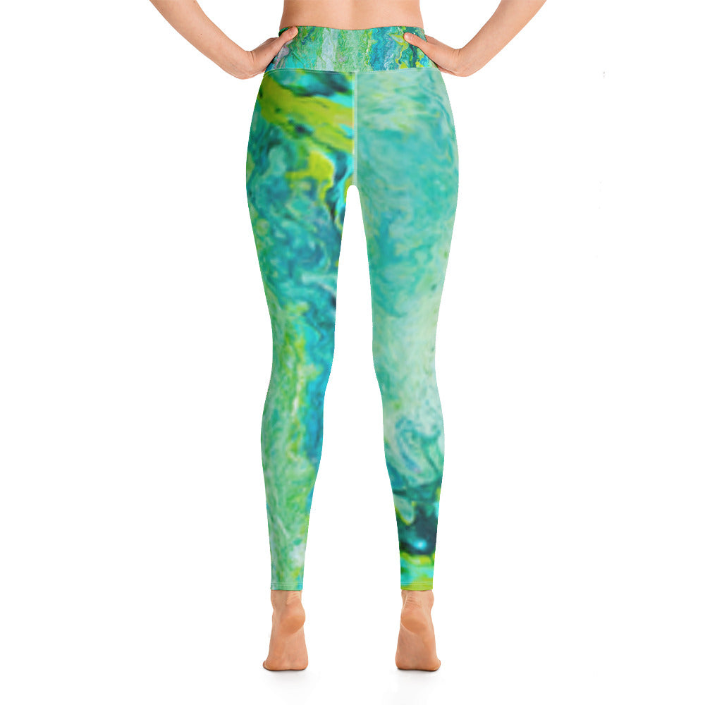 Fluid Greens - Spring Edition | Women's Fine Art High-Waist Leggings