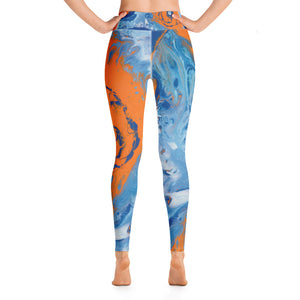 Fluid Orange and Blue | Women's Fine Art High-Waist Leggings