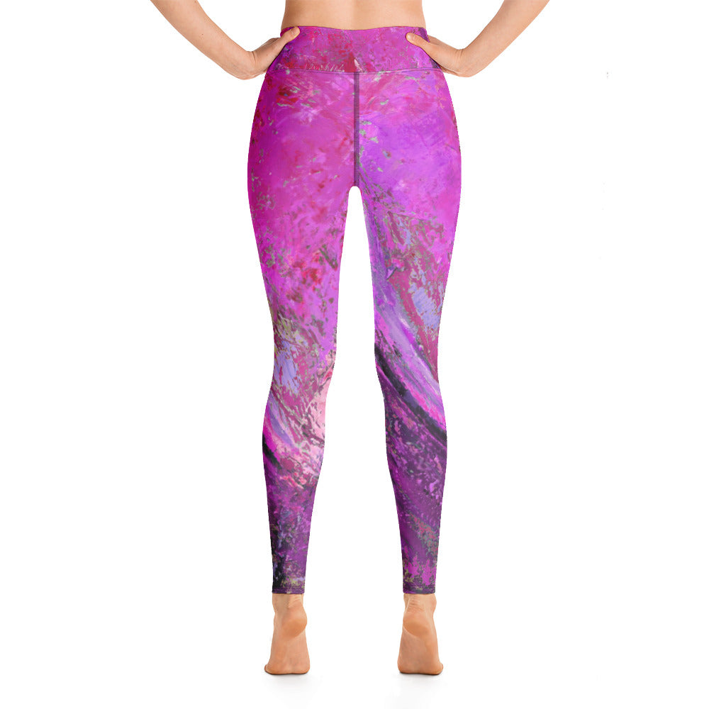 Coral Heart Fuchsia | Women's Fine Art High-Waist Leggings