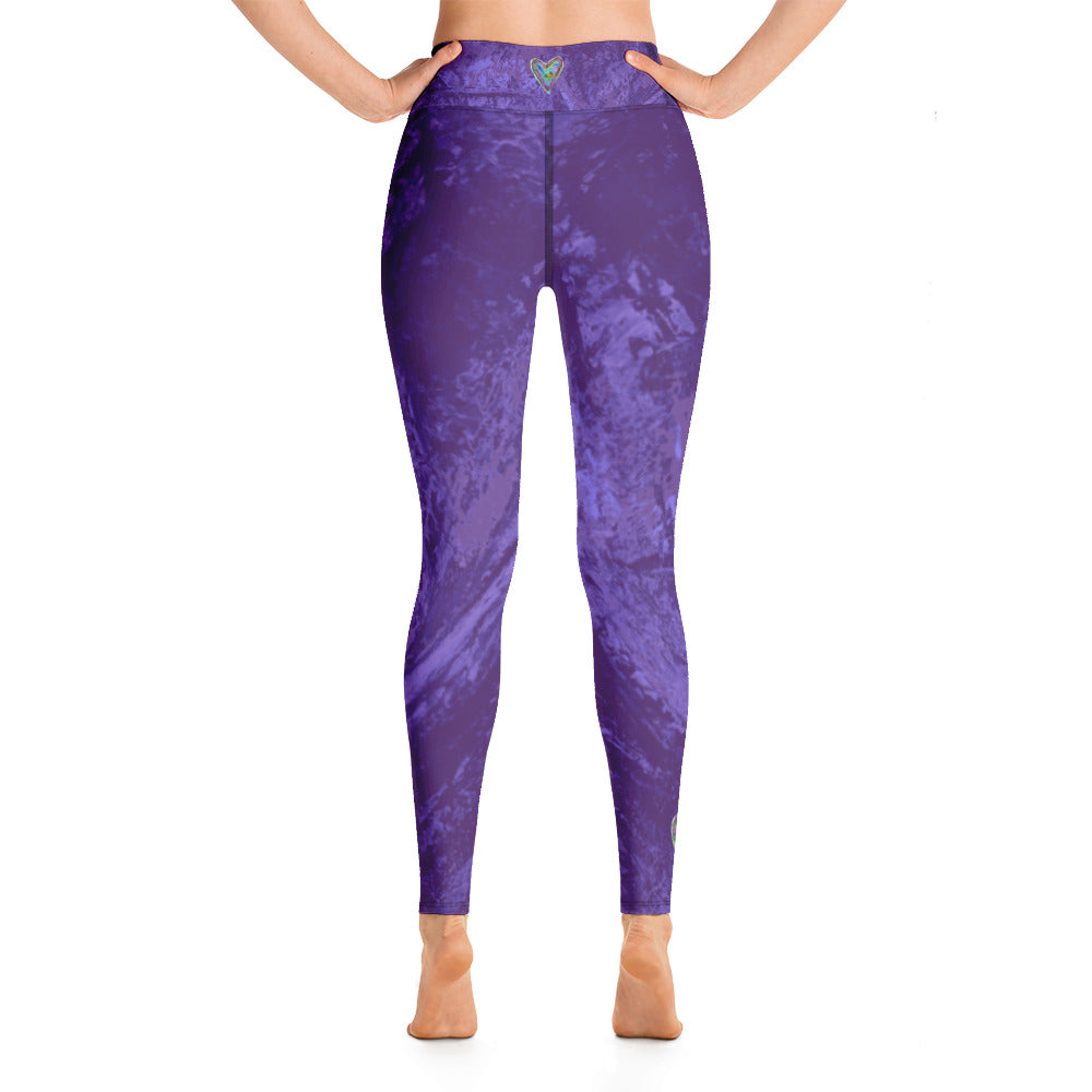 Coral Heart Deep Purple | Women's Fine Art High-Waist Leggings