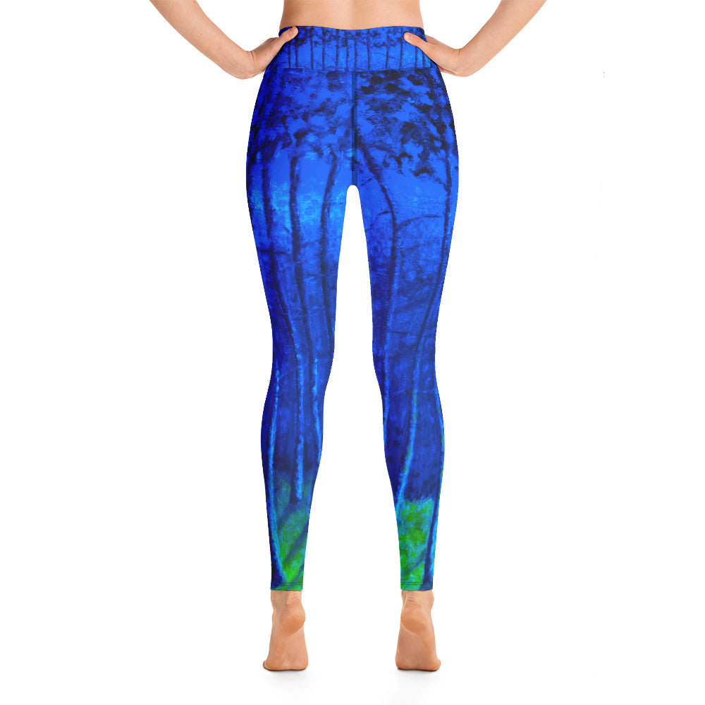 Cobalt Trees at Midnight | Women's Fine Art Leggings