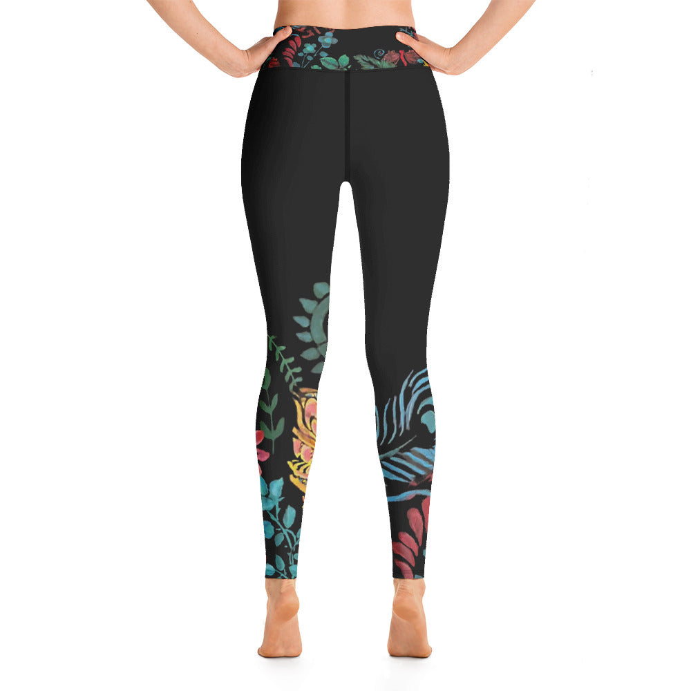 Flowers & More on Black | Women's Fine Art High-Waist Leggings