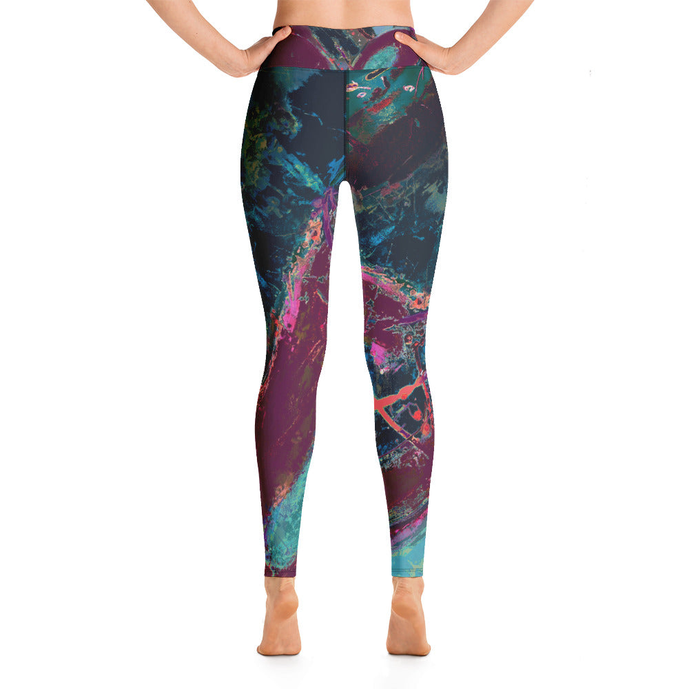 Courageous Heart Black & Crimson | Women's Fine Art High-Waist Leggings