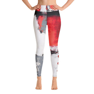 Abstract Woman Red and Grey with Red Hearts | Women's Fine Art High-Waist Leggings
