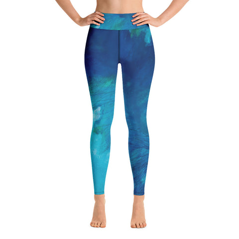 Blue Feather, Women's Fine Art High-Waist Leggings