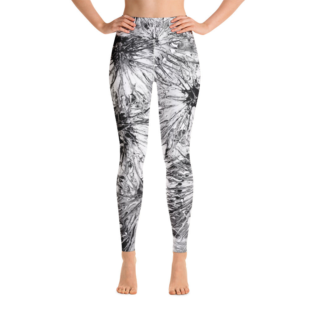 Black & White Splatter | Women's Fine Art High-Waist Leggings
