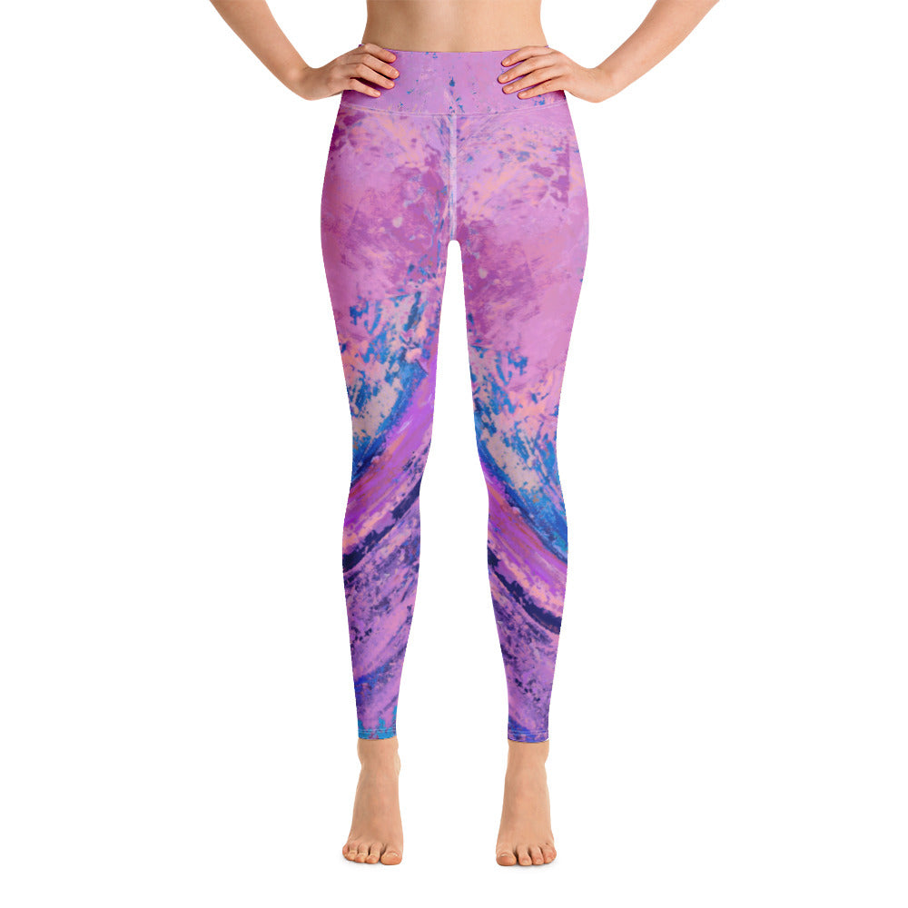 Coral Heart Light Magenta | Women's Fine Art High-Waist Leggings