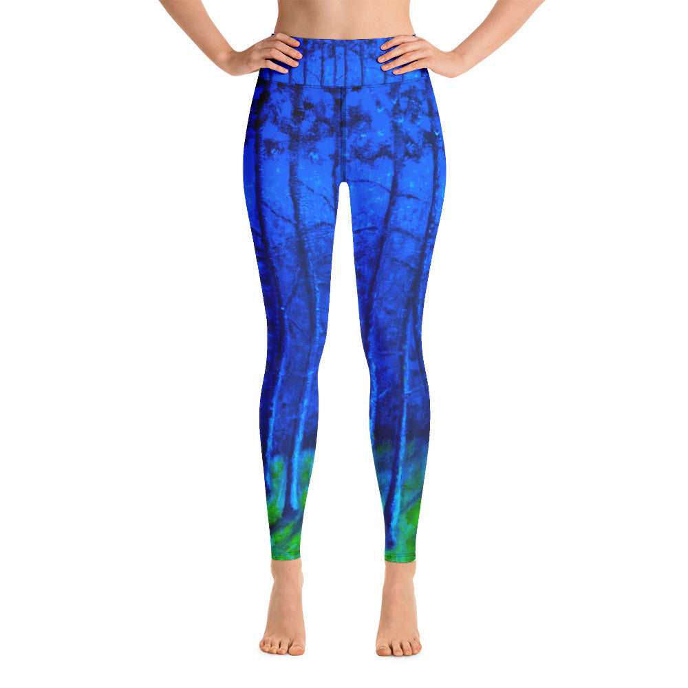 Cobalt Trees at Midnight | Women's Fine Art Leggings