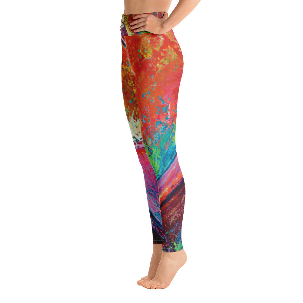 Coral Hearts | Women's Fine Art High-Waist Leggings