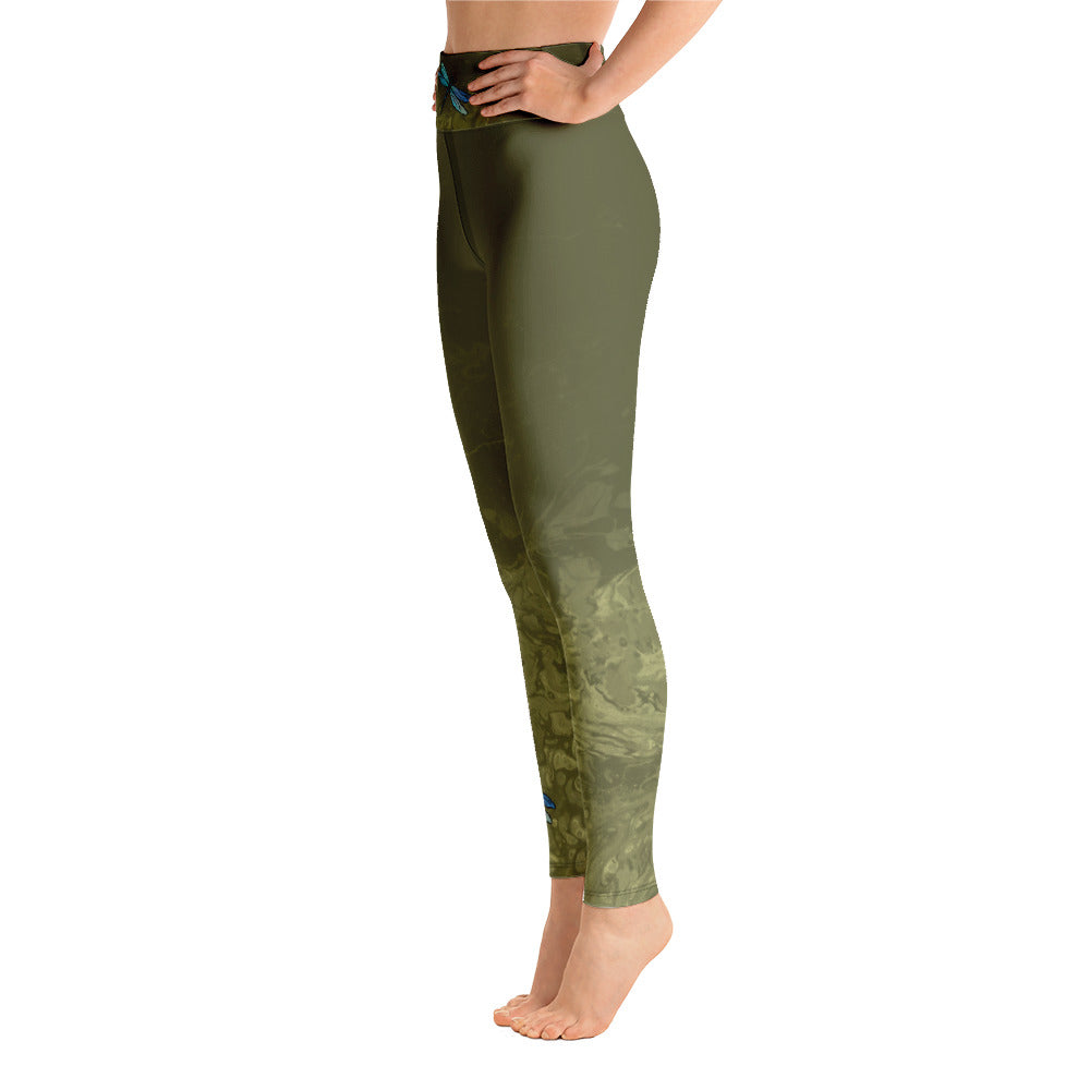 Fluid with Dragonflies | Women's Fine Art High-Waist Leggings