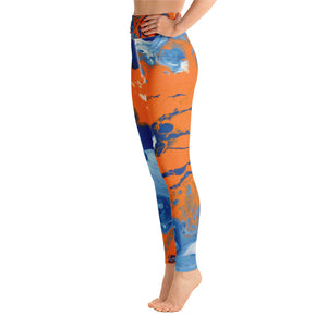 Fluid Orange and Blue | Women's Fine Art High-Waist Leggings