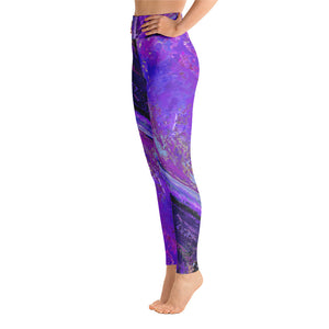 Coral Heart Purple & Blue | Women's Fine Art High-Waist Leggings