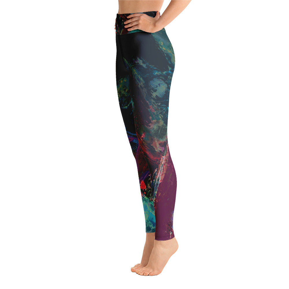 Courageous Heart Black & Crimson | Women's Fine Art High-Waist Leggings
