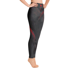 Heart of Color Black with Red Hearts | Women's Fine Art High-Waist Leggings