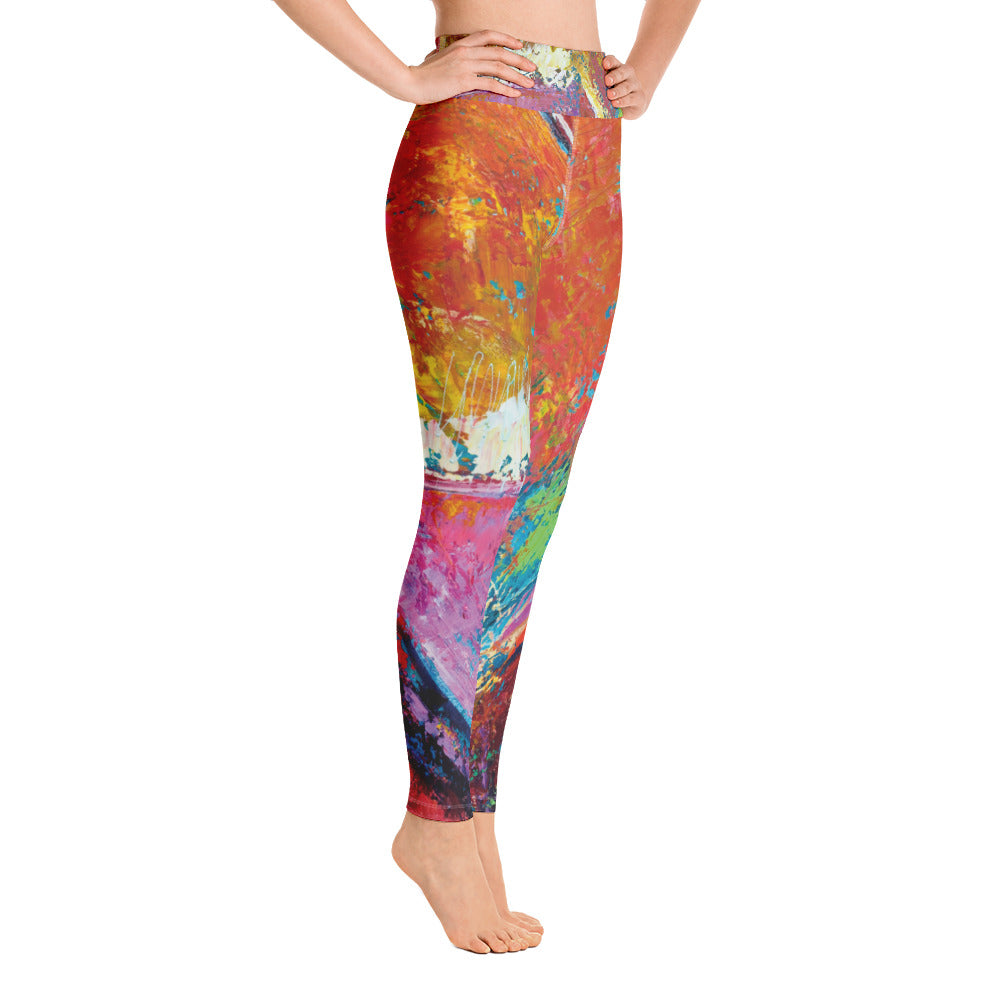 Coral Hearts | Women's Fine Art High-Waist Leggings